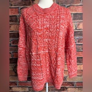 Black Tape Womens Cable Knit Side Slit Pullover Sweater Raspberry Size Medium